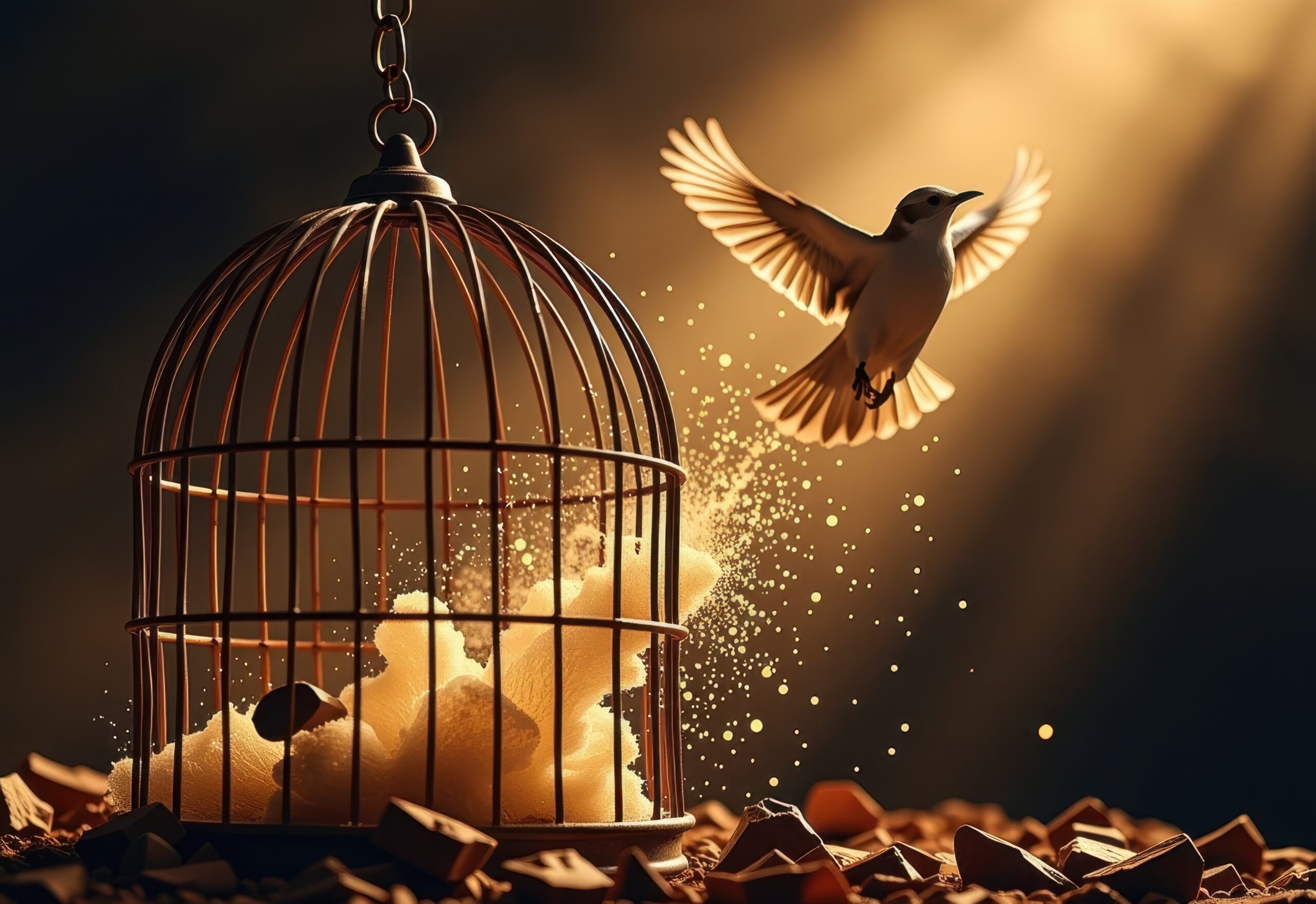 A white dove takes flight